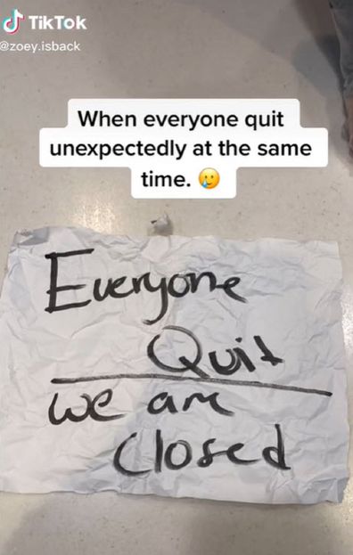 McDonalds employee walk out note