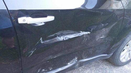 A picture of the damage the family car sustained after the road rage incident. (Twitter/@2FBS)