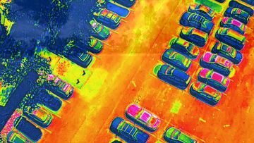 In summer, surface temperatures in large dark spaces like car parks can reach 75C, heating up the whole neighbourhood.