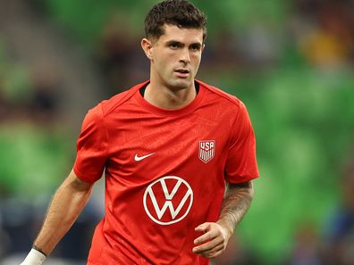 Christian Pulisic warms up before the international friendly match between United States and Ecuador at Q2 Stadium on October 10, 2025 in Austin, Texas. 
