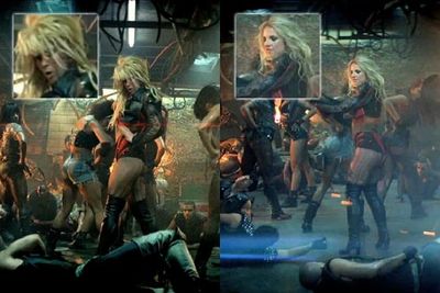 We completely understand that certain situations call for the use of body doubles, but come on… using a body double for a pop video? Watching ‘Hold It Against Me’, we had our suspicions that something was fishy, but Brit-Brit denied using a body double it in February. Then came the clip for ‘Till The World Ends’, and well… That’s the choreographer’s assistant Tiana Brown in the Britney-blonde wig and leather ensemble performing the clip’s tricky spins.