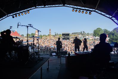 Kelly Jones from Stereophonics along with Patty Lynn and Dwight Baker of The Wind and The Wave perform together as Far From Saints at Black Deer Festival of Americana 2023 in Kent, UK