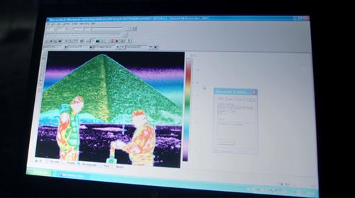 Data recorded from the thermal scans has shown different colours on the pyramids for different temperatures.