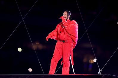 Rihanna performs onstage during the Apple Music Super Bowl LVII Halftime Show at State Farm Stadium on February 12, 2023 in Glendale, Arizona. (Photo by Christian Petersen/Getty Images)