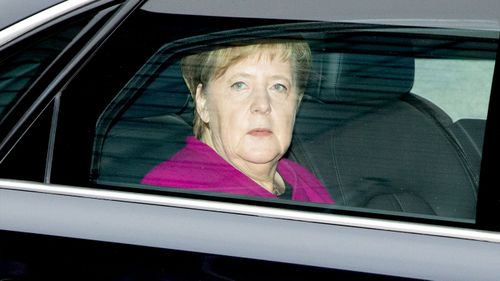 German Chancellor Angela Merkel arrives for a meeting of the Christian Democratic Union party's presidium at the CDU headquarters in Berlin.