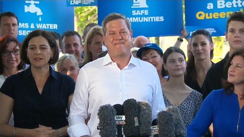 Flanked by his wife Mary and three children Tim Nicholls launched his campaign. 