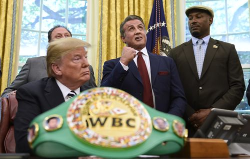 Mr Trump recently pardoned boxing's first black heavyweight champion Jack Johnson at the request of Sylvester Stallone. Picture: AAP