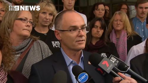 Patrick Cronin's father, Matt, spoke outside the Melbourne Magistrates' Court. (9NEWS)