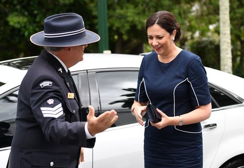 Queensland Premier Annastacia Palaszczuk arrives at Government House this morning. (AAP)