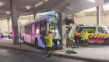 Two people have been seriously injured after a bus crashed in Sydney&#x27;s west during peak hour this morning.