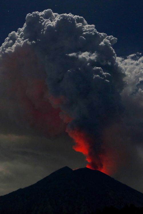 Bali's airports were closed for 12 hours after the eruption, with many travellers left stranded. Picture: AAP.