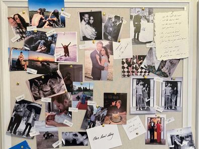 A pin board of family memories, shared by the Duchess of Sussex celebrating her and Prince Harry's seventh wedding anniversary.
