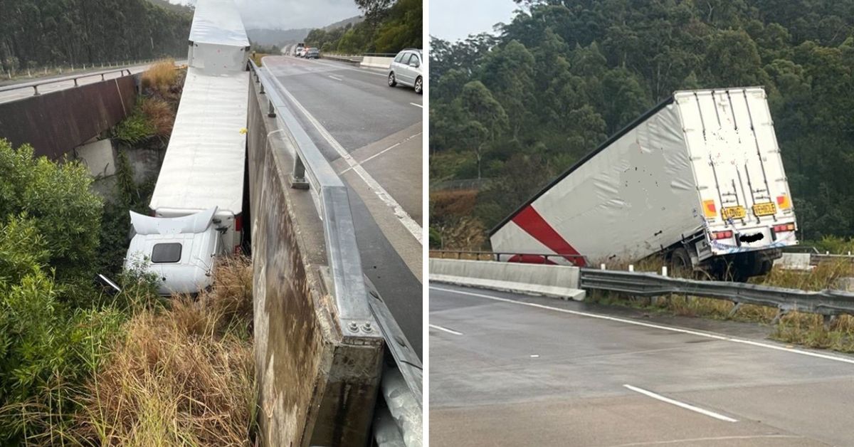 Major NSW highway closed after truck crashes down embankment