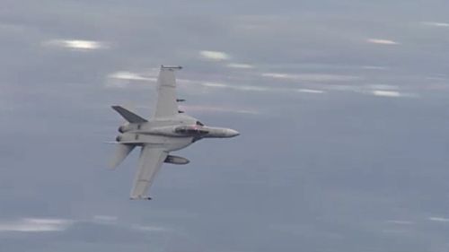 Pilots rehearsed the Super Hornets' flyover yesterday. (9NEWS)