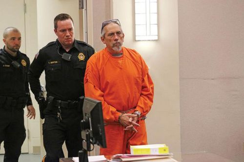 Ferdinand Augello, 61, enters court for his detention hearing in New Jersey for charges related to the murder of April Kauffman. Picture: Kristen Kelleher/Ocean City Sentinel
