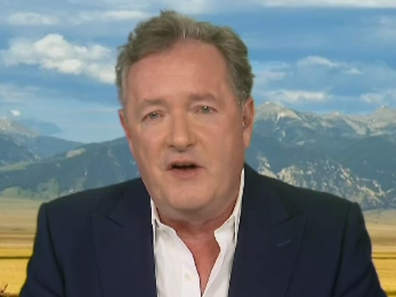 Piers Morgan pictured during interview with Tucker Carlson