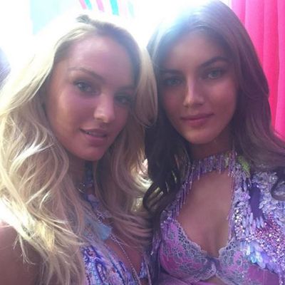 You can't accuse new girl Valery Kaufman of not trying to make friends. Here she is with VS alum Candice Swanepoel...