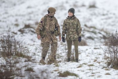 Kate,  Princess of Wales, Colonel, Irish Guards, during her first visit to the 1st Battalion Irish Guards since becoming Colonel, at the Salisbury Plain Training Area in Wiltshire, England, Wednesday March 8, 2023