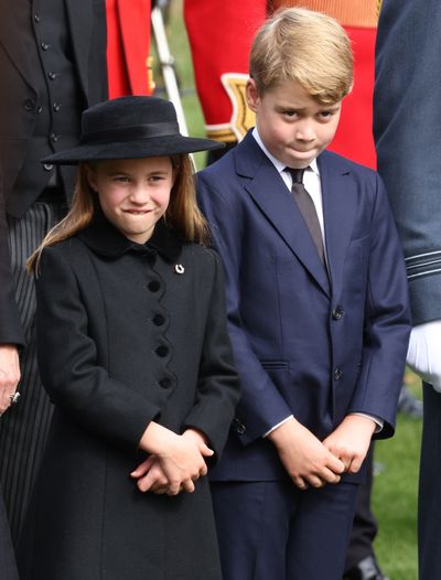 Princess Charlotte and Prince George pictured during Queen Elizabeth's funeral