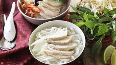 This easy and fragrant  <a href="http://kitchen.nine.com.au/2016/05/20/10/56/easy-vietnamese-chicken-pho-noodle-soup" target="_top">Vietnamese chicken pho noodle soup</a> can be served hot or cold. Topped with plenty of fresh herbs it's a cooling and vibrant mouthful for a hot day.&nbsp;