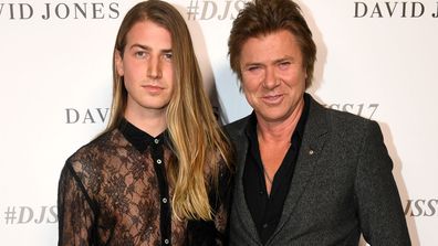 Christian Wilkins (left) and Richard Wilkins arrive for the David Jones Spring Summer 2017 collection launch in Sydney on Wednesday, August 9, 2017