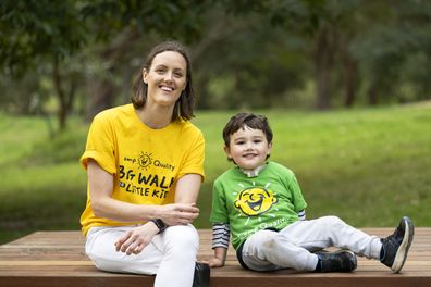 Australian Paralympian Ellie Cole cancer patient Harry Wilson-Hobbs, for Big Walk for Little Kids.
