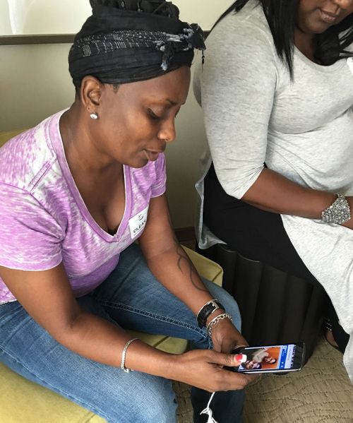 Mina Justice speaks to a reporter, discussing texting with her son Eddie Justice who was in a bathroom at Pulse during the shooting. (AAP)