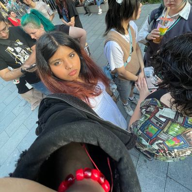 Aunchita, 19, waiting to get inside the Hatsune Miku concert 2024