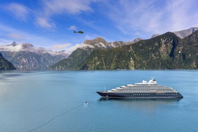 Cruise boat trip through the Fiords in Milford Sound, South Island, New Zealand