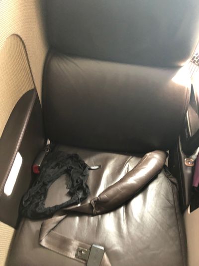 Dirty underwear on plane seat