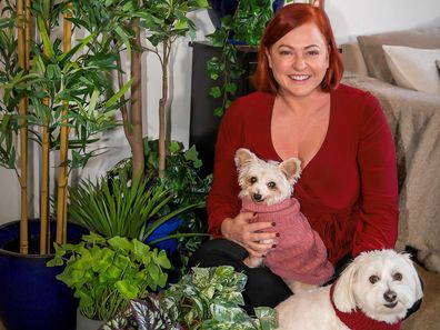 Shelly Horton with her plastic house plants.