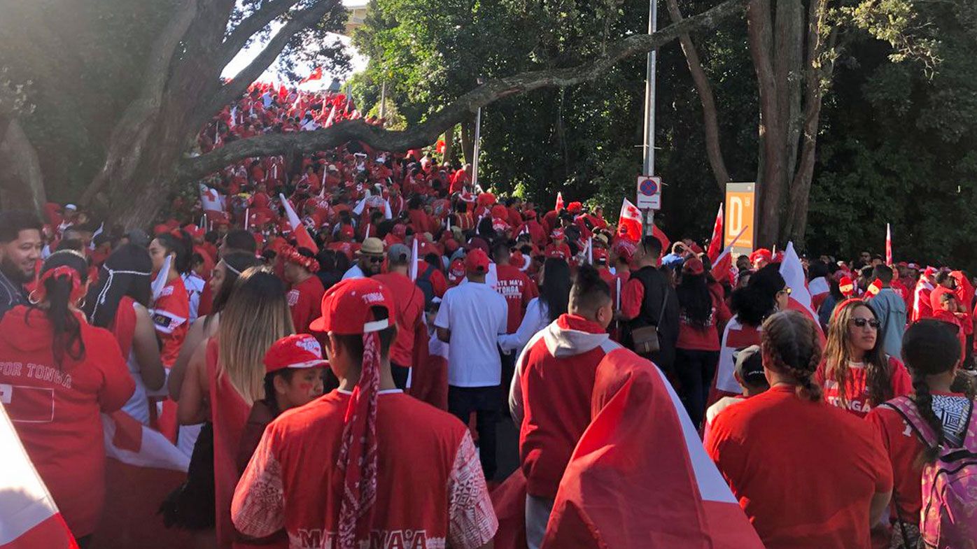 Extraordinary scenes as Tongan fans descend on Mt Smart Stadium ahead of Test against Kangaroos