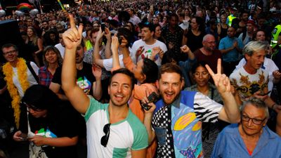 Supporters of same-sex marriage are seen celebrating the victory. (AAP)