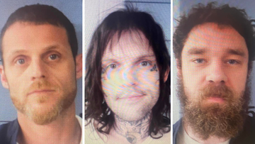 From left, Christopher Allen Blevins, Lance Justin Stephens, and Matthew Allen Crawford. The three inmates, who are considered armed and dangerous, escaped from a jail in Barry County, Missouri. 