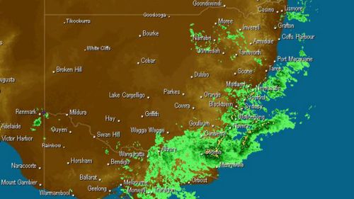 The east coast of NSW has been blanketed with rainfall today. (Weatherzone)