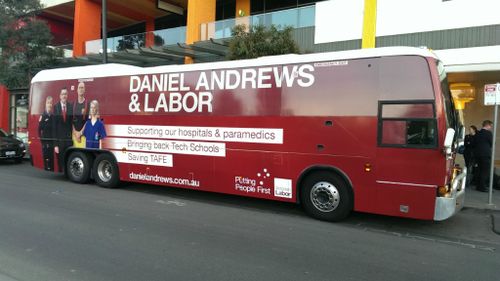 Victorian Labor's campaign bus 'runs red light'