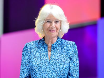 Camilla, Duchess of Cornwall during a visit to BBC Waless new Headquarters on July 05, 2022 in Cardiff, Wales. 