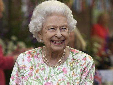 Britain's Queen Elizabeth II attends an event in celebration of 'The Big Lunch 'initiative, during the G7 summit in Cornwall, England, Friday June 11, 2021. (Oli Scarff/Pool Photo via AP)