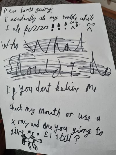 Boy's cheeky letter to Tooth Fairy leaves mum in hysterics