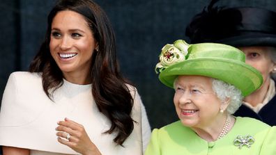 Meghan and Her Majesty open the new Mersey Gateway Bridge on June 14, 2018. 