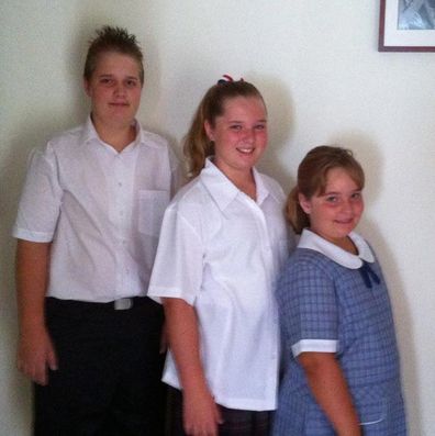 Tanielle Stackman (right) with her two elder siblings 2012.