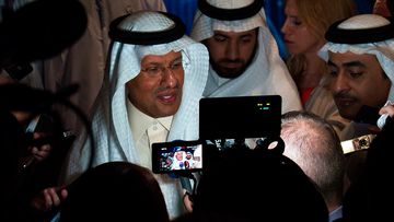 Saudi Arabia's new Energy Minister Prince Abdulaziz bin Salman speaks to journalists at the World Energy Congress in Abu Dhabi, United Arab Emirates