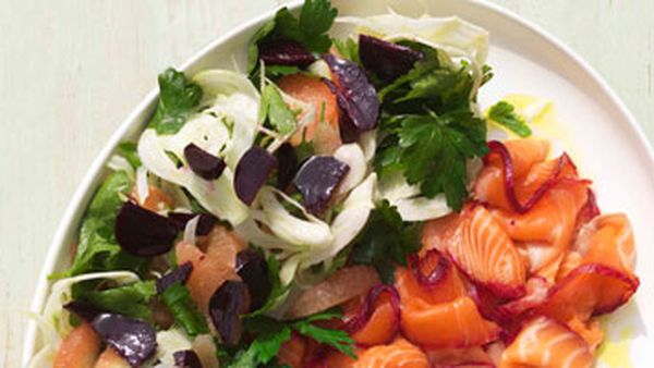 Beetroot, fennel, parsley & pink grapefruit salad