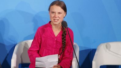 Environmental activist Greta Thunberg, of Sweden, addresses the Climate Action Summit in the United Nations General Assembly.