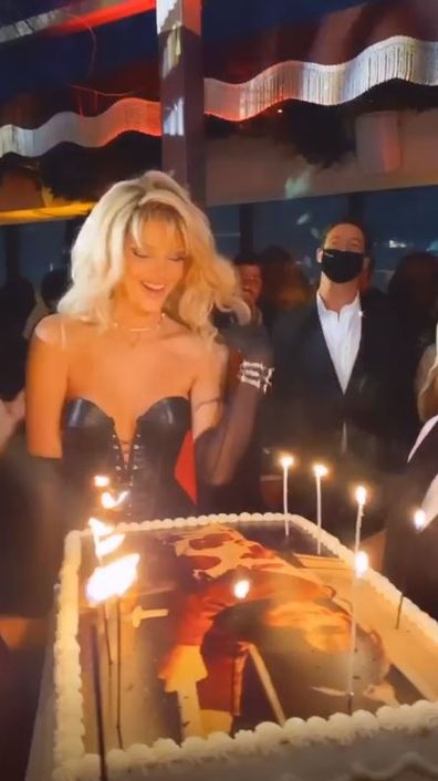 Kendal Jenner, 25th birthday party, Halloween party, channels Pamela Anderson, Barb Wire