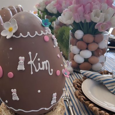 Kim Kardashian shares photo of personalised Easter egg.