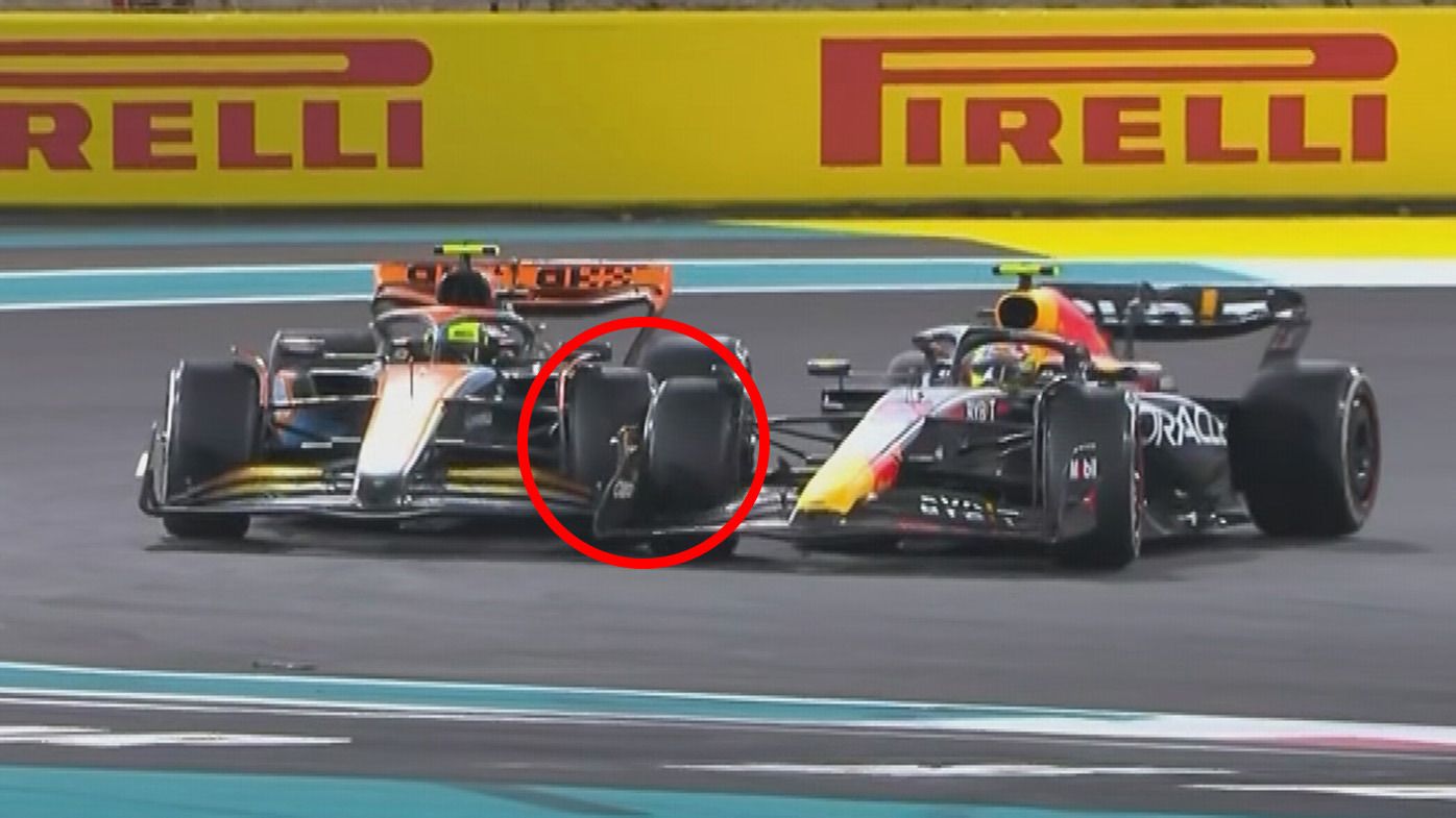 Sergio Perez was given a five-second penalty for in the Abu Dhabi Grand Prix for this contact with Lando Norris.