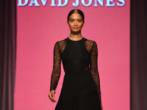 Model Shanina Shaik wears an outfit by Self Portrait. (AFP)