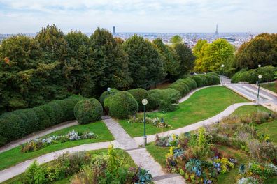 aerial view of the Parc de Belleville in Paris, France