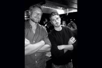 Eric with <i>Brothers & Sisters</i> actor Dave Annable, who also turned 34.<br/><br/>(Image: Twitter/Jessica Simpson)